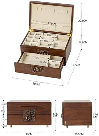 תכשיטי קופסות עץ עם מנעול תכשיטי חזה גבוהה קיבולת ראווה תכליתי אחסון תיבת תכשיטי תכשיטי תיבת עבור נשים