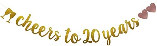 לחיים עד 20 שנות באנר, טרום-סטינג, זרי נייר נצנצים זהב ליום הולדת 20 / לחתונה קישוטים לקישוטים למסיבות, אין צורך בהרכבה,