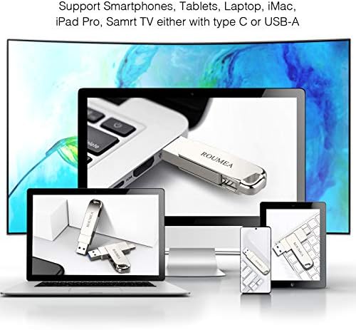 Roumea USB סוג C כונן הבזק כונן USB 3.2 כונן אגודל לטבלאות סמארטפונים אנדרואיד טאבלטים MacBook Chromebook Pixel - 128GB