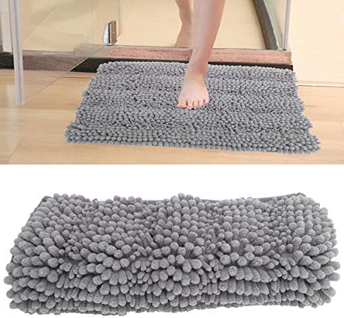שטיחי אמבטיה סופגים מיקרו-סיבים שטיחי אמבטיה, שטיח אמבטיה מונע החלקה, ניתן לכביסה במכונה, צמר שניל אפור כהה 16 איקס
