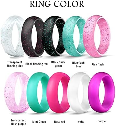 אוילמה 10 יחידות/סט סיליקון נצנצים להקות חתונה היפואלרגניות זוג גומי טבעת אצבע סיליקון גמישה 5.7 ממ רוחב - צבעוני -
